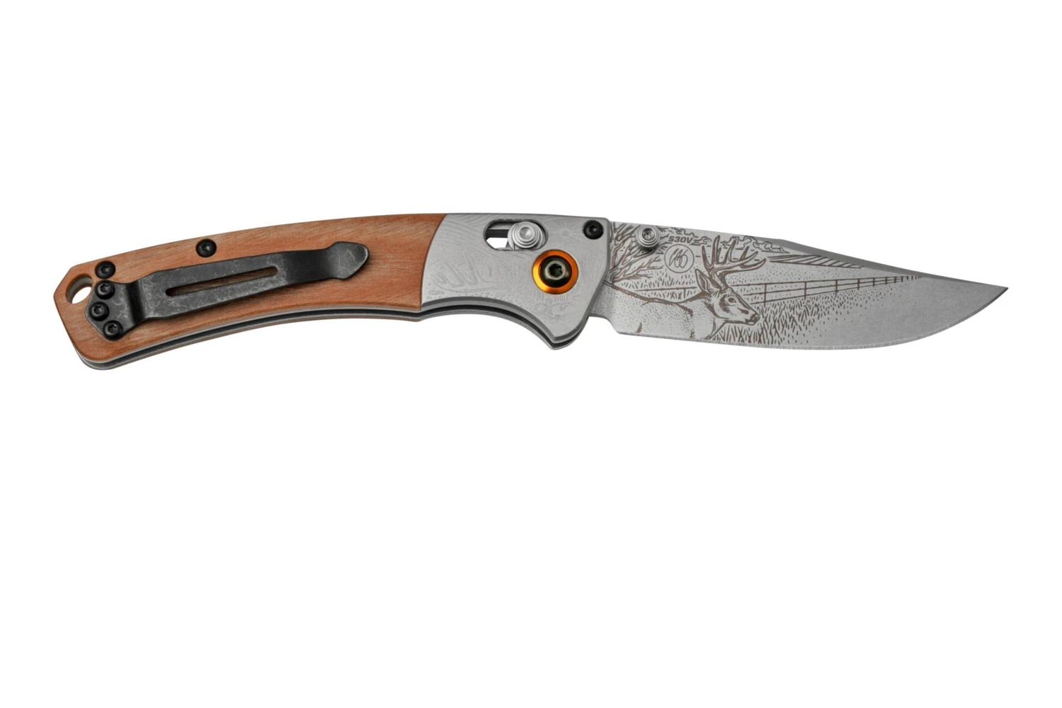 Benchmade Mini Crooked River Whitetail Limited Edition Artist Series 15085-2202, Couteau De Poche De Chasse, Casey Underwood Design 2 Benchmade Mini Crooked River Whitetail Limited Edition Artist Series 15085-2202, Couteau De Poche De Chasse, Casey Underwood Design – Image 2