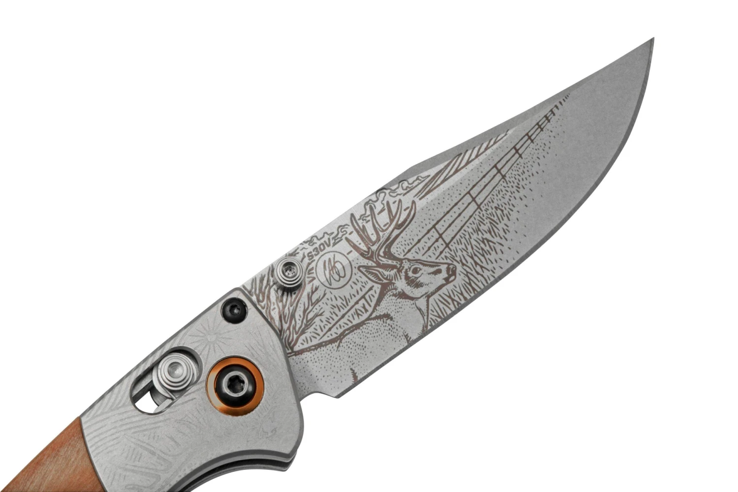 Benchmade Mini Crooked River Whitetail Limited Edition Artist Series 15085-2202, Couteau De Poche De Chasse, Casey Underwood Design 6 Benchmade Mini Crooked River Whitetail Limited Edition Artist Series 15085-2202, Couteau De Poche De Chasse, Casey Underwood Design – Image 6