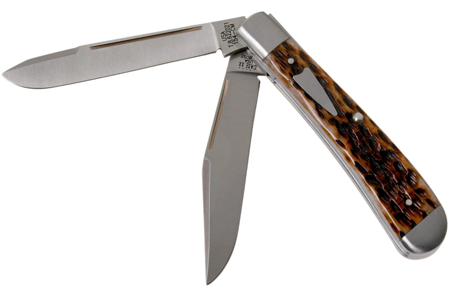 Case HT Trapper, Brown Bone, 154CM, Peach Seed Jig, 10774, TB622021 Couteau De Poche, Tony Bose Design 1 Case HT Trapper, Brown Bone, 154CM, Peach Seed Jig, 10774, TB622021 Couteau De Poche, Tony Bose Design