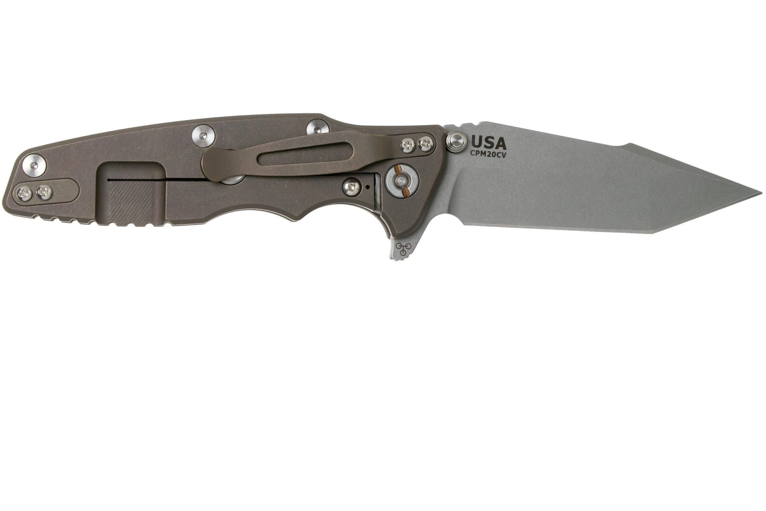 Rick Hinderer Eklipse 3.5” Harpoon Tanto, CPM 20CV, Battle Bronze, Black G10 Couteau De Poche 2 Rick Hinderer Eklipse 3.5” Harpoon Tanto, CPM 20CV, Battle Bronze, Black G10 Couteau De Poche – Image 2