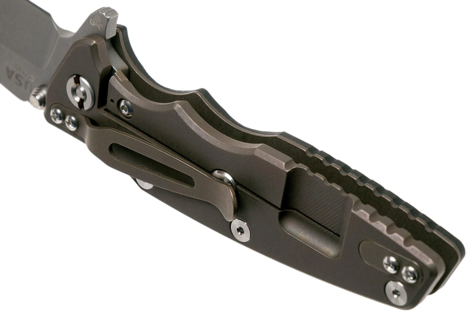 Rick Hinderer Eklipse 3.5” Harpoon Tanto, CPM 20CV, Battle Bronze, Black G10 Couteau De Poche 5 Rick Hinderer Eklipse 3.5” Harpoon Tanto, CPM 20CV, Battle Bronze, Black G10 Couteau De Poche – Image 5