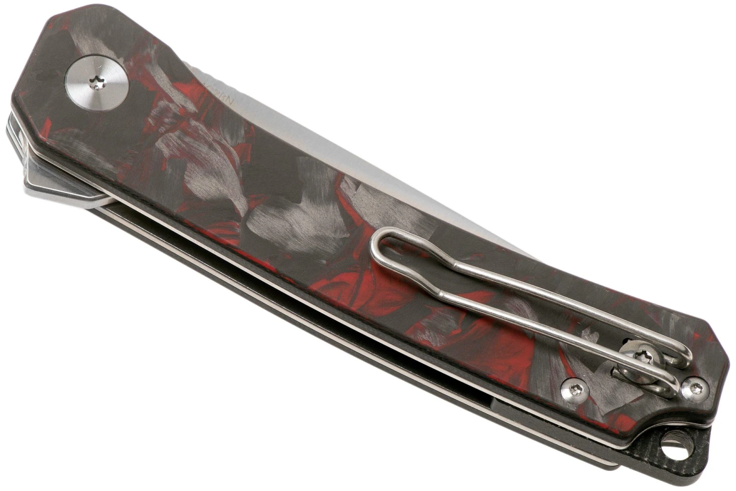 QSP Knife Osprey QS139-F1 Red Shredded Carbonfiber, Satin, Couteau De Poche 4 QSP Knife Osprey QS139-F1 Red Shredded Carbonfiber, Satin, Couteau De Poche – Image 4