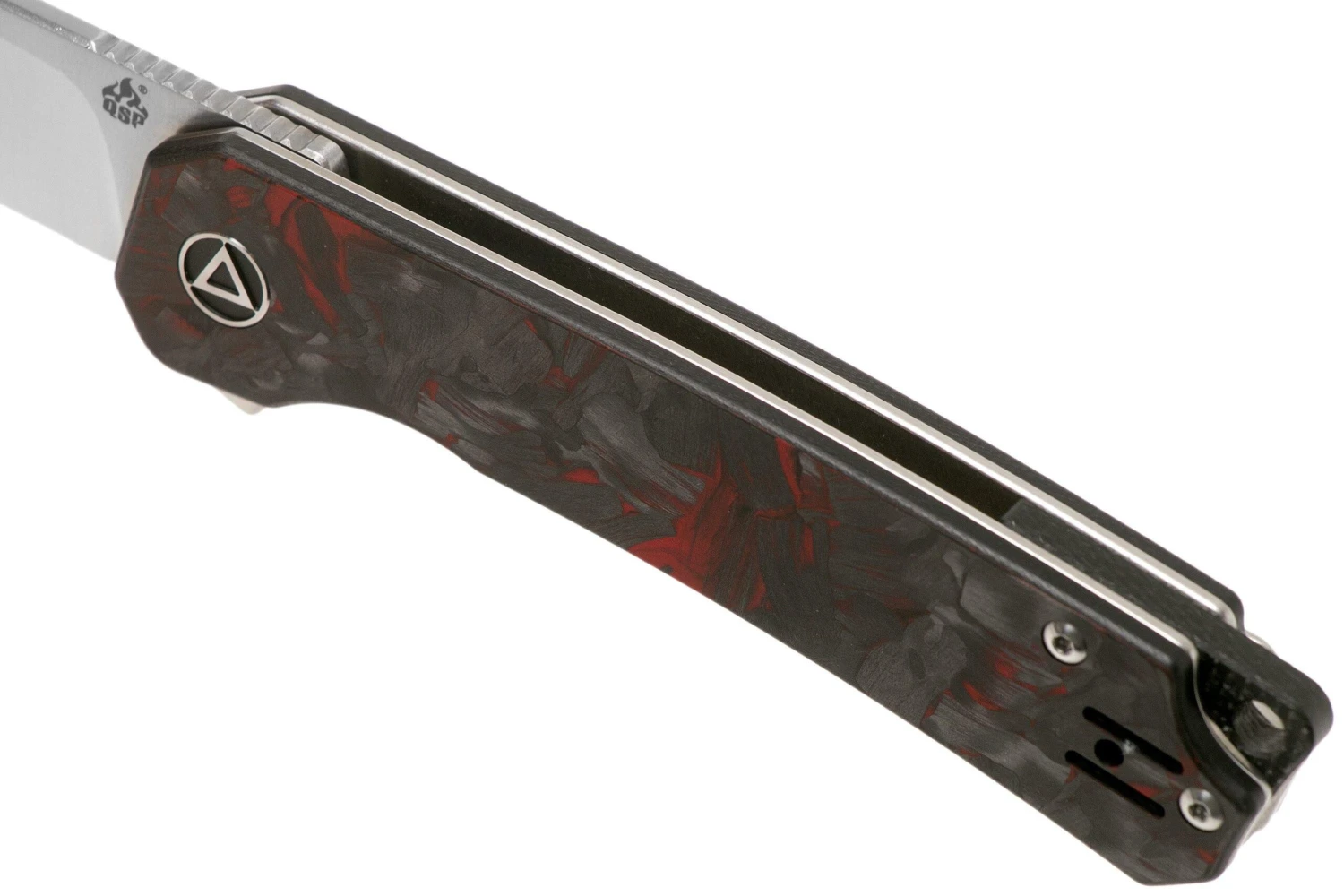 QSP Knife Osprey QS139-F1 Red Shredded Carbonfiber, Satin, Couteau De Poche 7 QSP Knife Osprey QS139-F1 Red Shredded Carbonfiber, Satin, Couteau De Poche – Image 7
