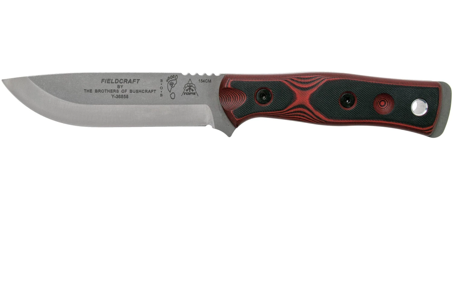 TOPS Knives B.O.B. Fieldcraft 154CM Red/Black G10 BROS-154-RB Couteau Bushcraft 1 TOPS Knives B.O.B. Fieldcraft 154CM Red/Black G10 BROS-154-RB Couteau Bushcraft